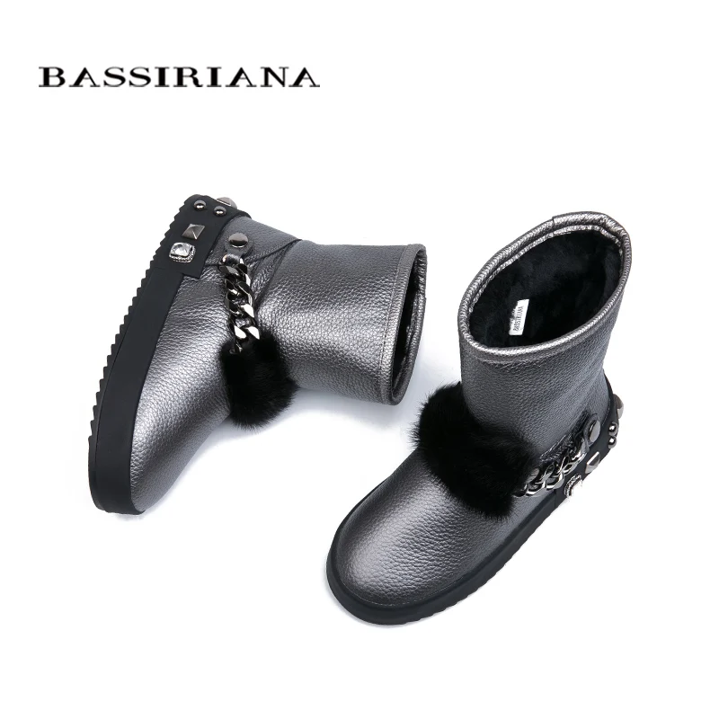 BASSIRIANA/2018 г. новые модные зимние сапоги из натуральной кожи теплые ботинки Женские