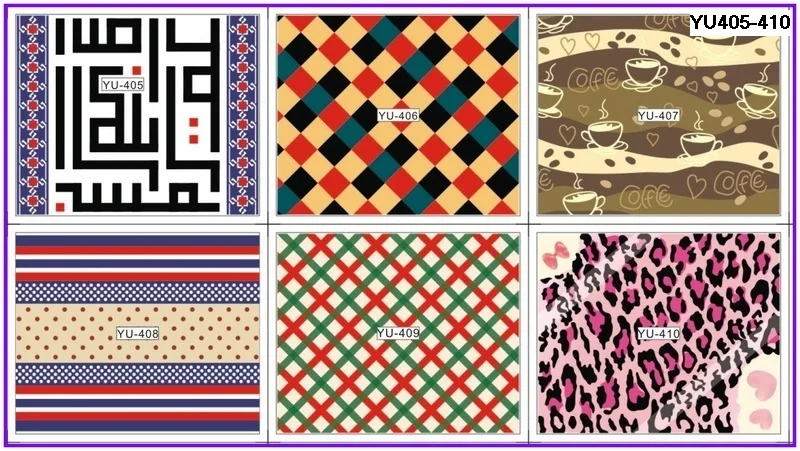 

6 PACK/ LOT WATER DECAL NAIL ART NAIL TRANSFER STICKER FULL COVER MOSAIC CHESS BOARD FENCE LEOPARD SKIN YU405-410