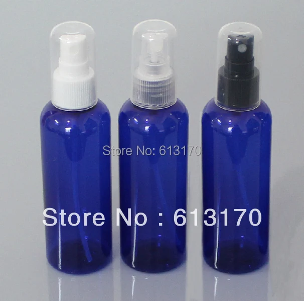 

100ml blue refillable plastic bottle mist sprayer bottle men perfume sprayer full cover bottle Free shipping