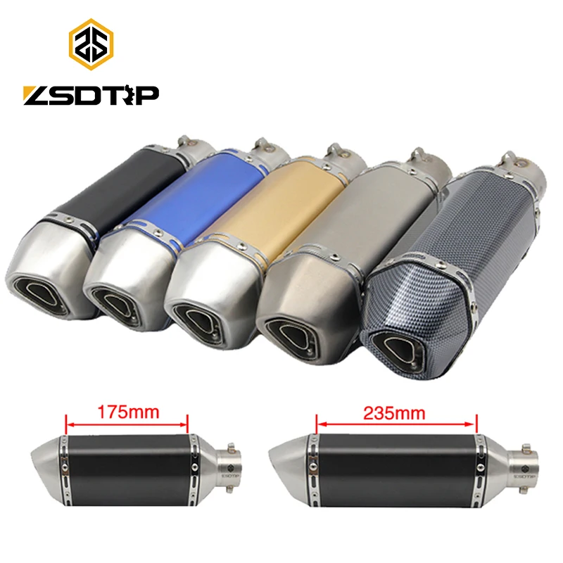 

Выхлопная труба ZSDTRP L175/235 для мотоцикла, универсальная выхлопная труба для мотоцикла, глушитель со съемным дБ, GY6 CB650F CB400 GSR600