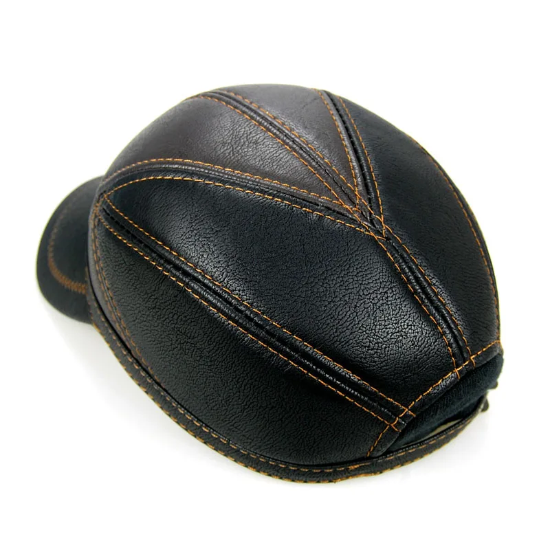 

2019 Baseball Caps High Quality Leather Cap For Men Solid Winter Pu Leather Brand Snapback Hat Bone Hat Casquette Fitted hats
