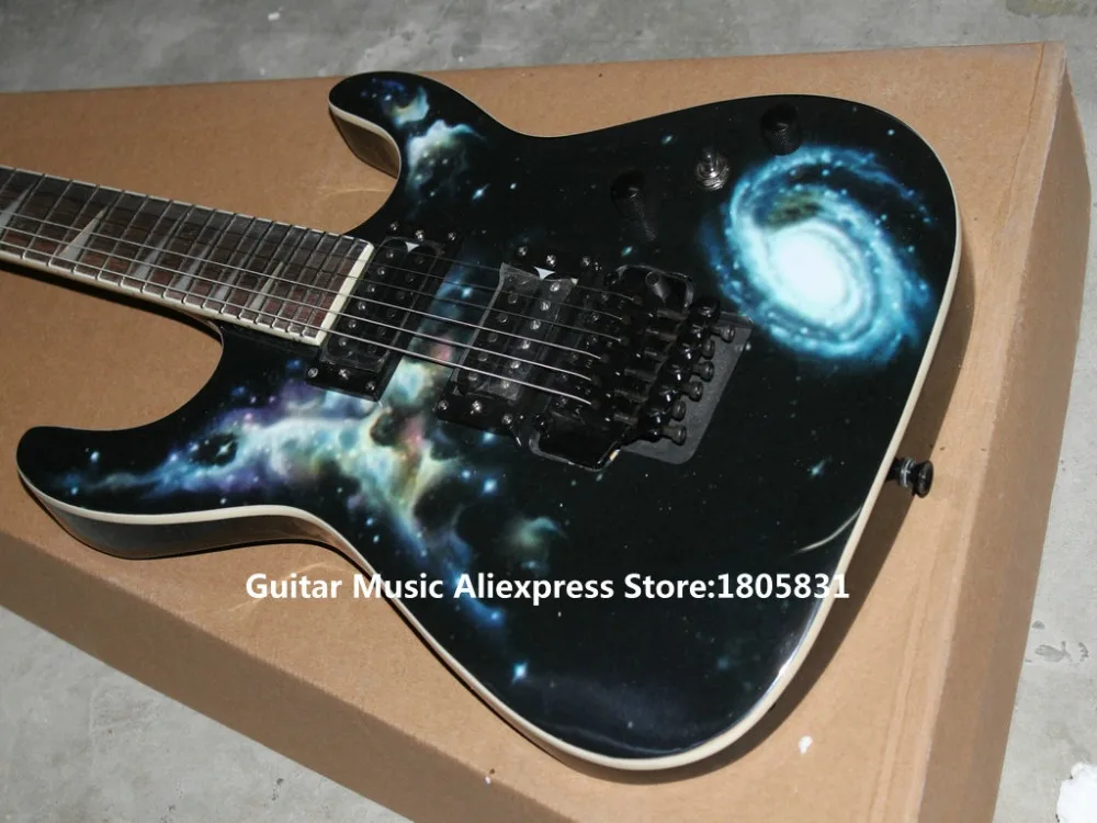 Оптовая продажа гитары черная электрическая гитара 24 лада высокого качества OEM