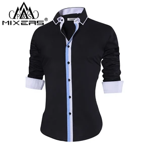 Мужская Повседневная рубашка с длинным рукавом, приталенная формальная Классическая рубашка с воротником на пуговицах, одежда для мужчин, 2018, 2018