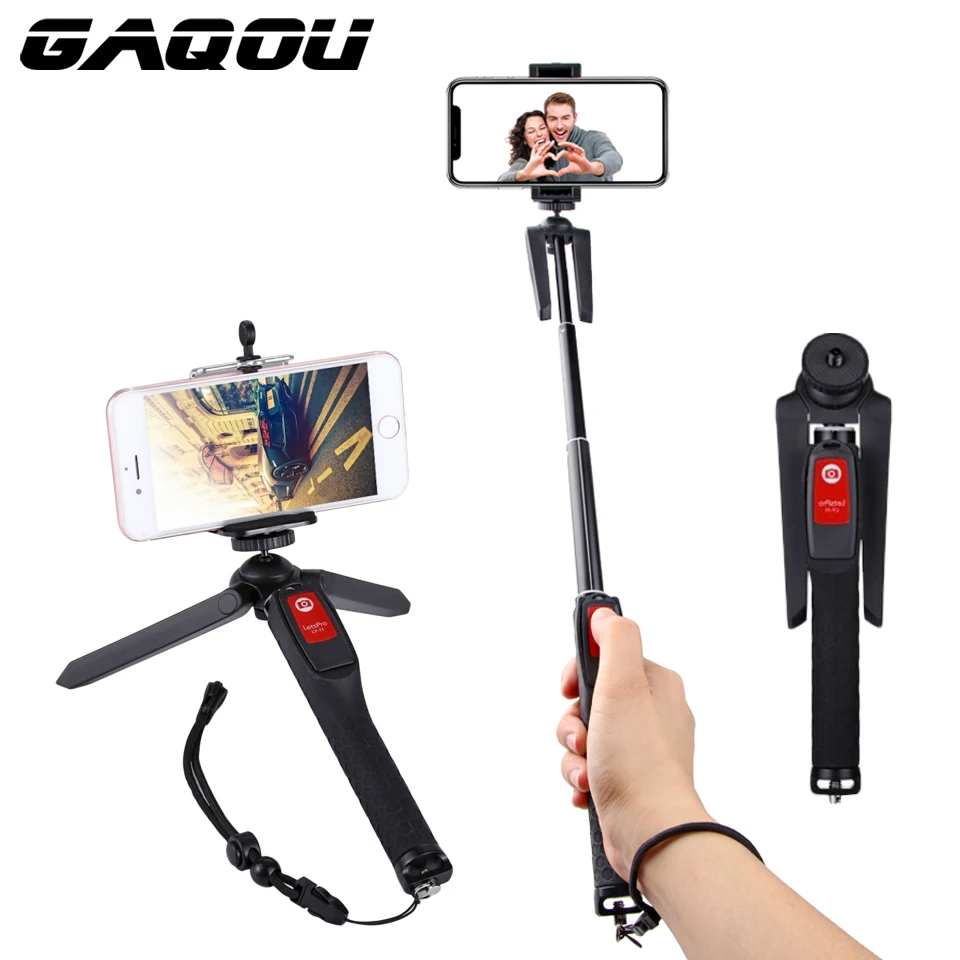 GAQOU Ручной штатив селфи палка 3 в 1 Bluetooth выдвижной монопод Штатив для iPhone 8 X samsung Gopro