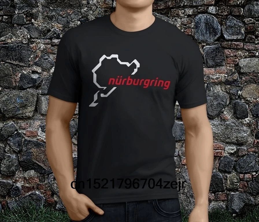 Возьмите мужская футболка Популярные Nurburgring цепи черная с коротким рукавом