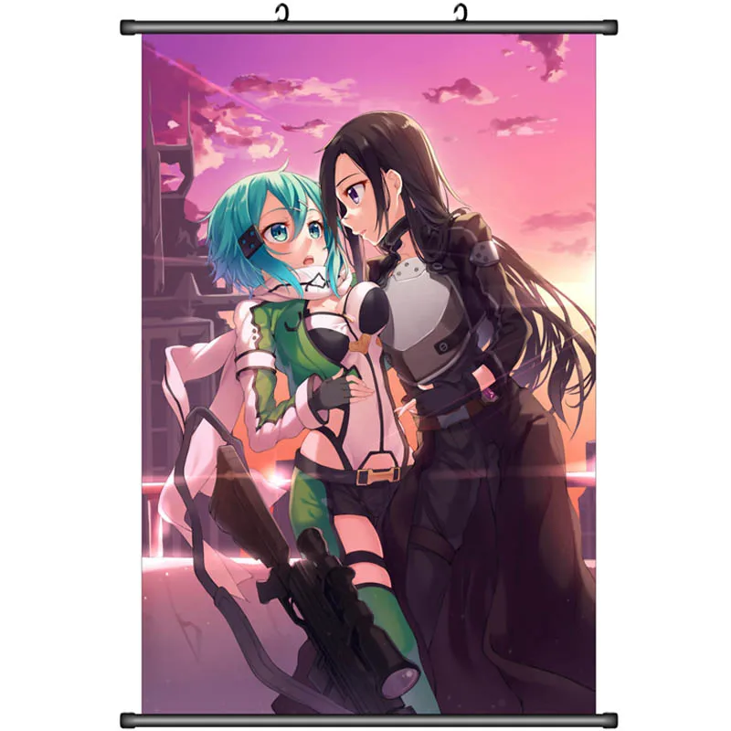 Sword Art Online: Asada Shino 60X90 см японский мультяшный тканевый прокручивающий рисунок HD