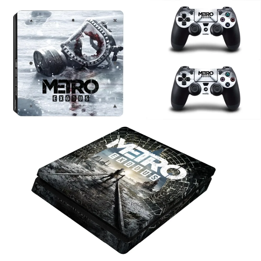 Виниловая наклейка Game Metro Exodus для консоли Playstation 4 и 2 контроллеров PS4 Slim