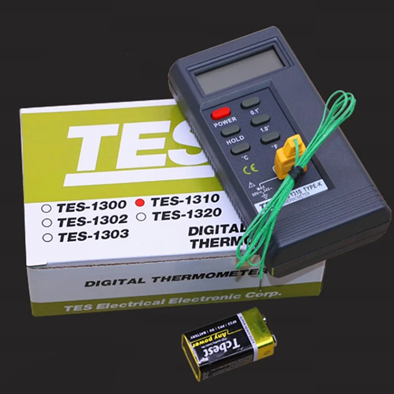 TES1310 цифровой термопары типа K с зондом T1 & T2 двойной дисплей Разрешение выбор