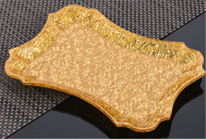 Серебряное золотое пластиковое маленькое полотенце поднос для закусок десертов