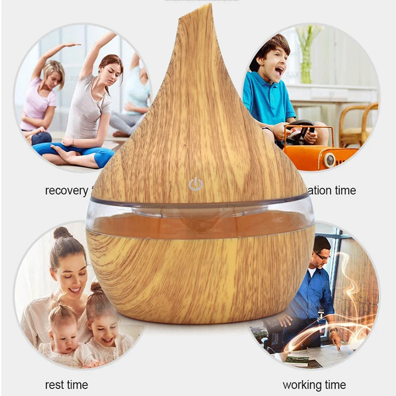 300ml USB Electric Aroma air diffuser wood Ultrasonic humidifier Essential oil Aromatherapy cool mist maker for home | Бытовая техника