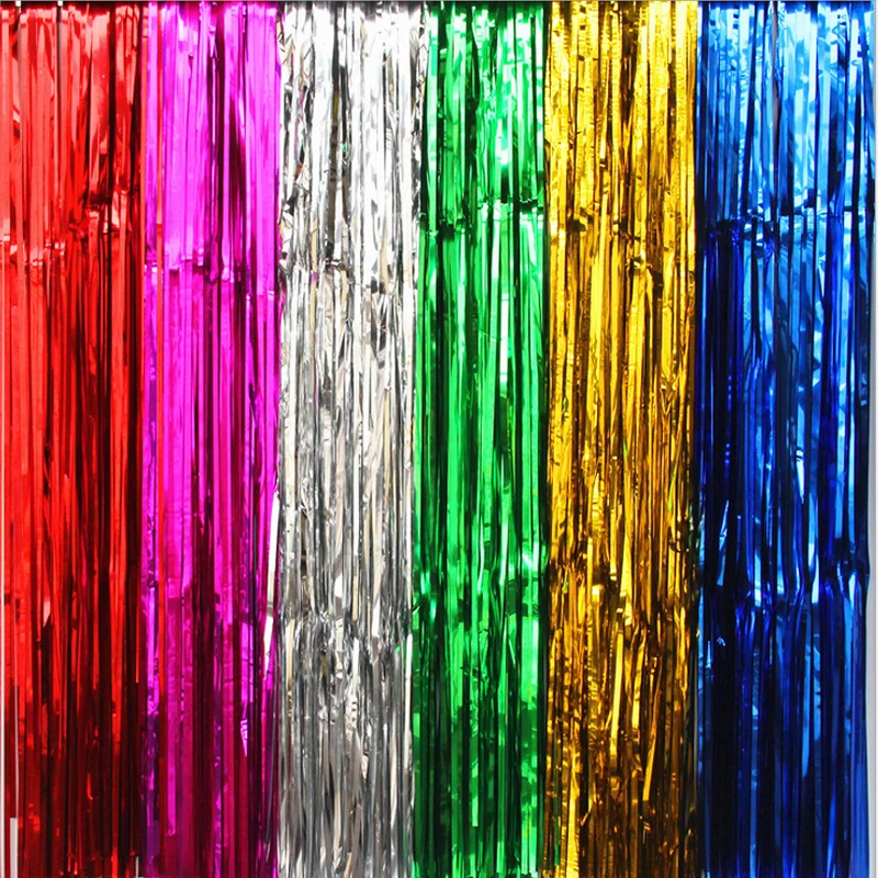 

10pcs/lot gold/silver tasseled curtain ribbons aluminium film for balloon wedding supplies anniversary birthday party decoration
