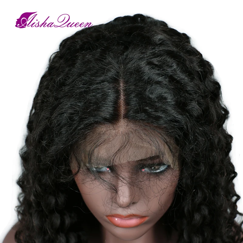 Aisha 130% Density 360 Lace Frontal Wig Deep Curly Wigs Malaysia Remy Human Hair for Black Women Pre plucked Bleached Knots | Шиньоны и