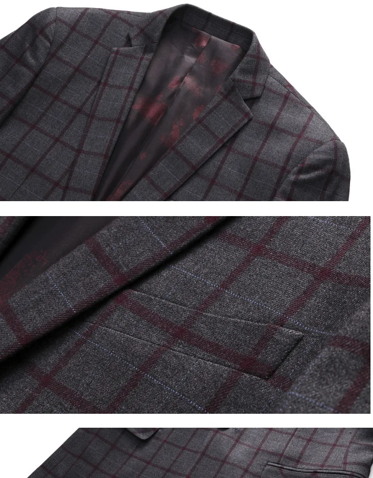 JZ CHIEF 3 шт клетчатый мужской костюм Slim Fit Свадебный костюм жениха куртка повседневный пиджак в деловом стиле брюки жилет элегантный костюм для выпускного вечера мужской