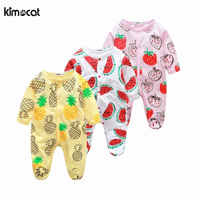 

Kimocat 2017 new baby boy clothes newborn Fruit watermelon strawberry pineapple print cute baby jumpsuit girl rompers clothing