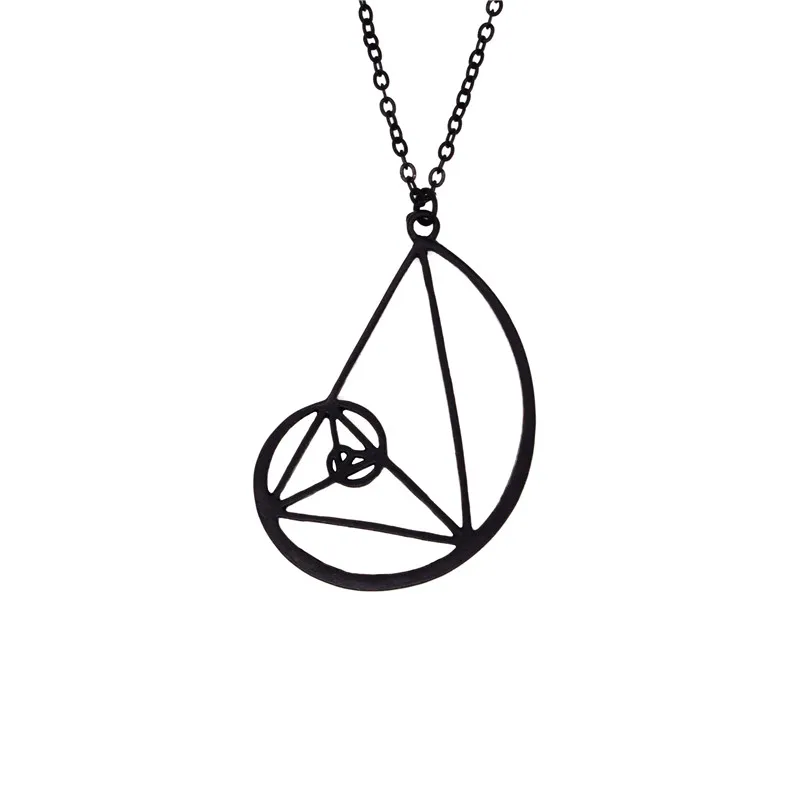 

4 Colors New Spiral with Triangle Necklace Fibonacci Pendant Ratio Psychology Pendant Necklace Science Biology Jewelry