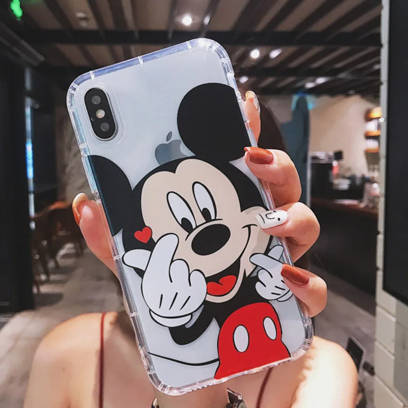 Mickey Мягкий чехол для телефона с милым рисунком Микки и Минни для iphone 11Pro XR XS MAX 6 6s 8X7 Plus, прозрачный противоударный чехол из ТПУ для iphone 7 8 - Цвет: Mickey