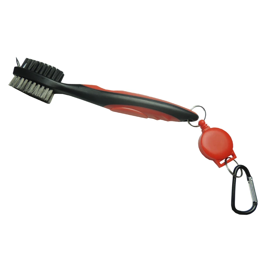 

Two Sided Golf Brush Clip Groove Ball Cleaner Cleaning Kit Tool Easily Attaches to Golf Bag can stretch