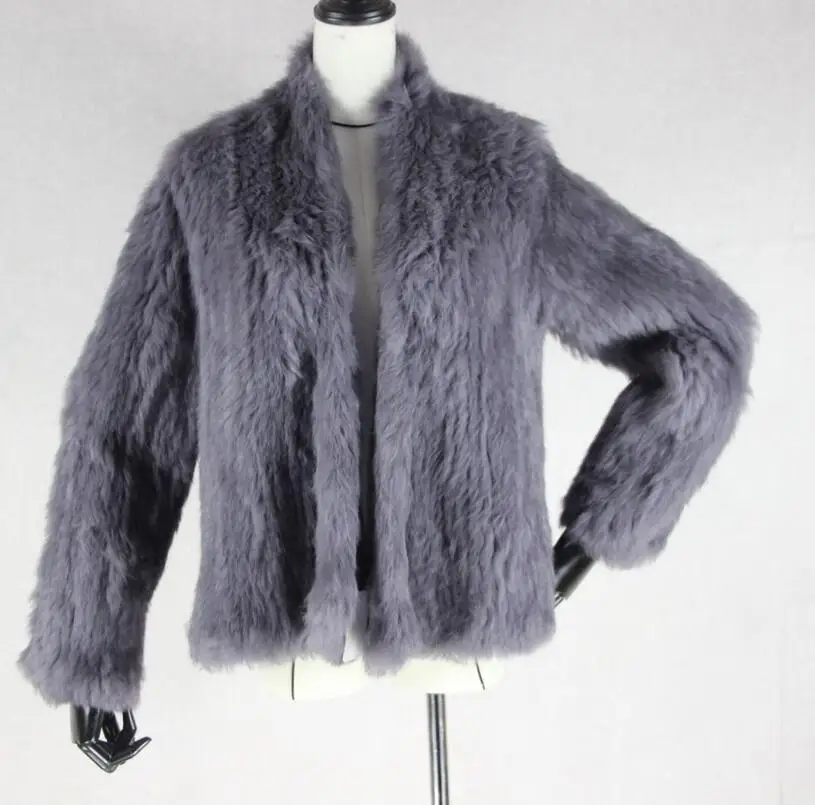 Knitted Rabbit Fur Jackets Cardigan Outwear Women Winter long rabbit fur fashion coat
