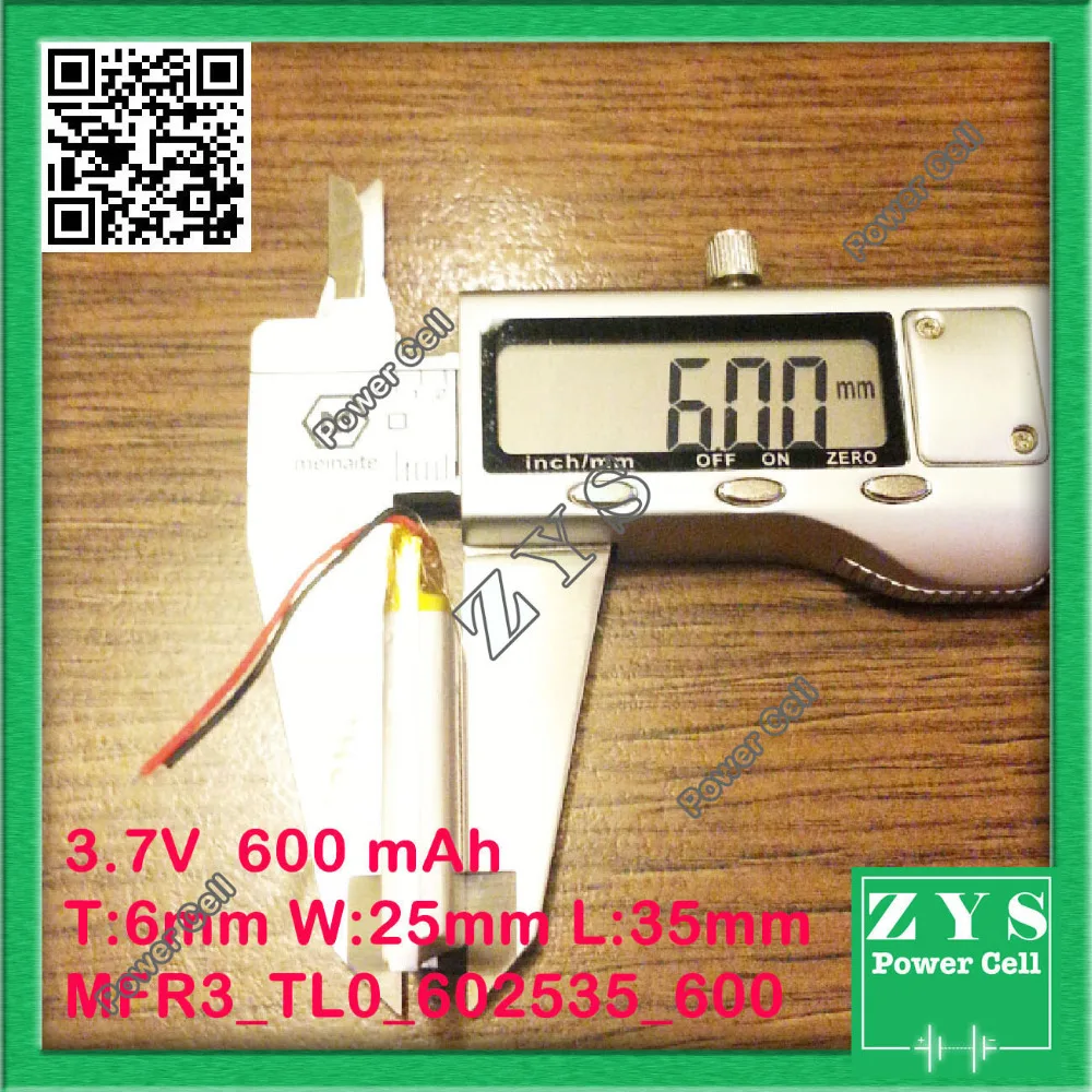 Безопасная упаковка (уровень 4) 3 7 V 600mAh 602535 можно подгонять оптом CE FCC ROHS MSDS
