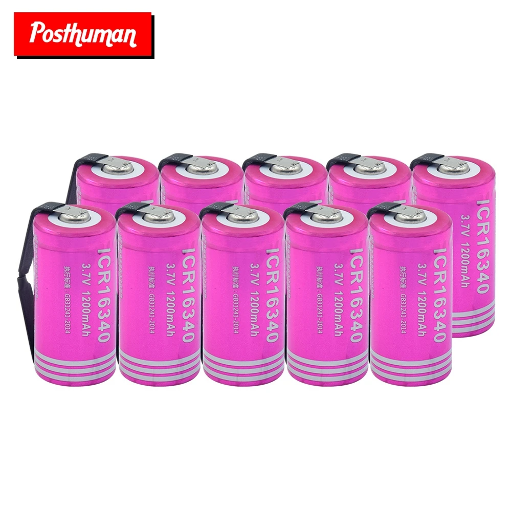 3,7 V 1200mAh Li-Ion CR123A 16340 перезаряжаемый аккумулятор для электронных сигарет высокоразрядный ток+ DIY nicke для фонарика