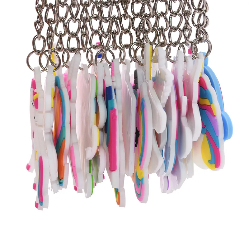 5/10pc Rainbow PVC Cute Animal Horse Unicorn Keychain Alloy Key Ring For Men Women Bag Phone Car Key Chian Decoration Gift Favor
