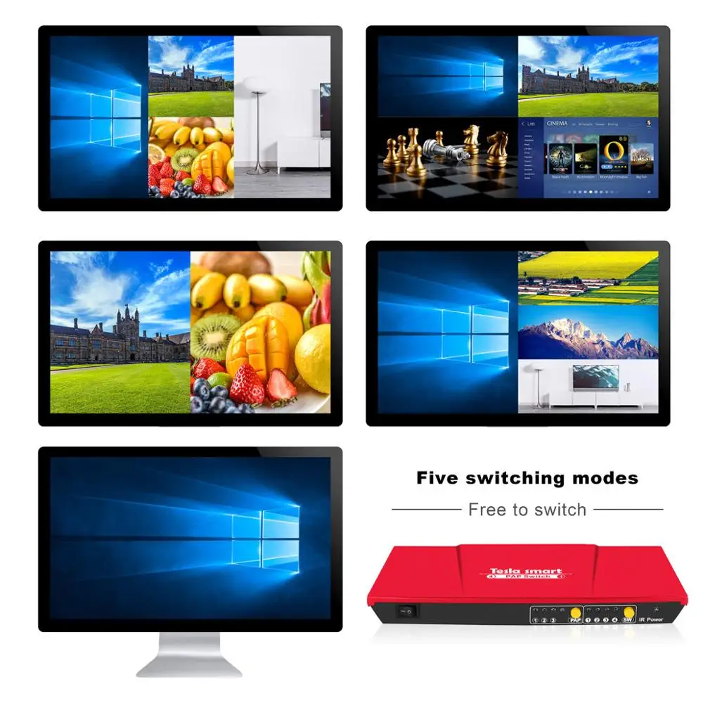 Tesla smart 4 x1 HDMI коммутатор 4 в 1 выход 1080P@ 60 Гц с функцией PAP бесшовные пути 4 Full HD источников к 1 Full HD Дисплей HDMI