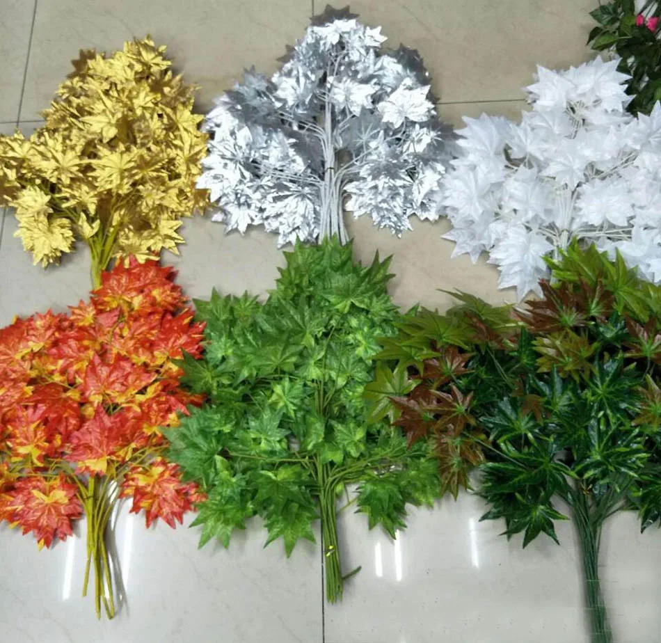 

12pcs 60cm Length Maple Leaf Tree Leaf Leaves Branch Silk Artificial For Wedding Party Home Office Venue Decoration 6 Color Pick