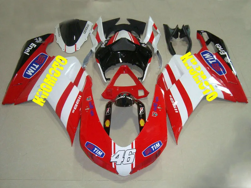 Комплект обтекателей под давлением для DUCATI 1098 1198 848 2007 2011 Красный Белый ducati 07 08 10 11