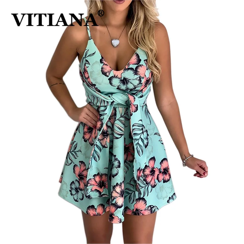 Женские пляжные вечерние платья VITIANA Элегантные мини с открытой спиной и бантом