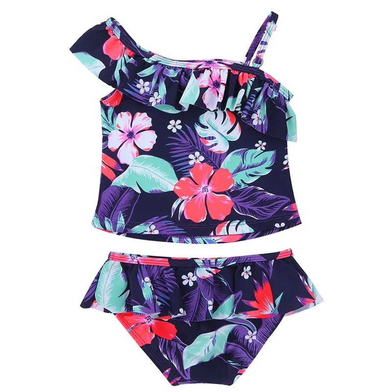 Детский танкини для девочек из 2 предметов гофрированный купальный костюм с