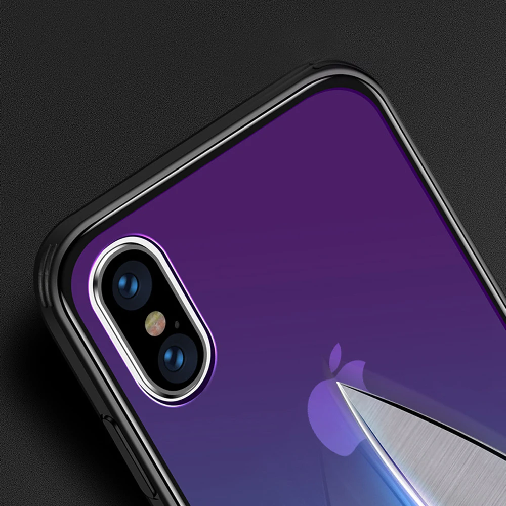 Закаленное стекло HD Градиент Жесткий Чехол для Iphone X 8 7 6 S Plus XR XS максимальный
