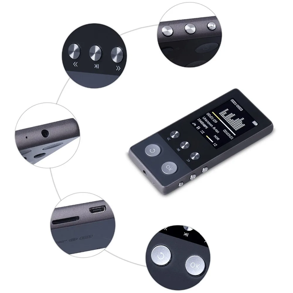 400 мАч Bluetooth4.0 MP3 Плеер 1 8 дюймов TFT Экран mp3 плеер с голосом Регистраторы шагомер