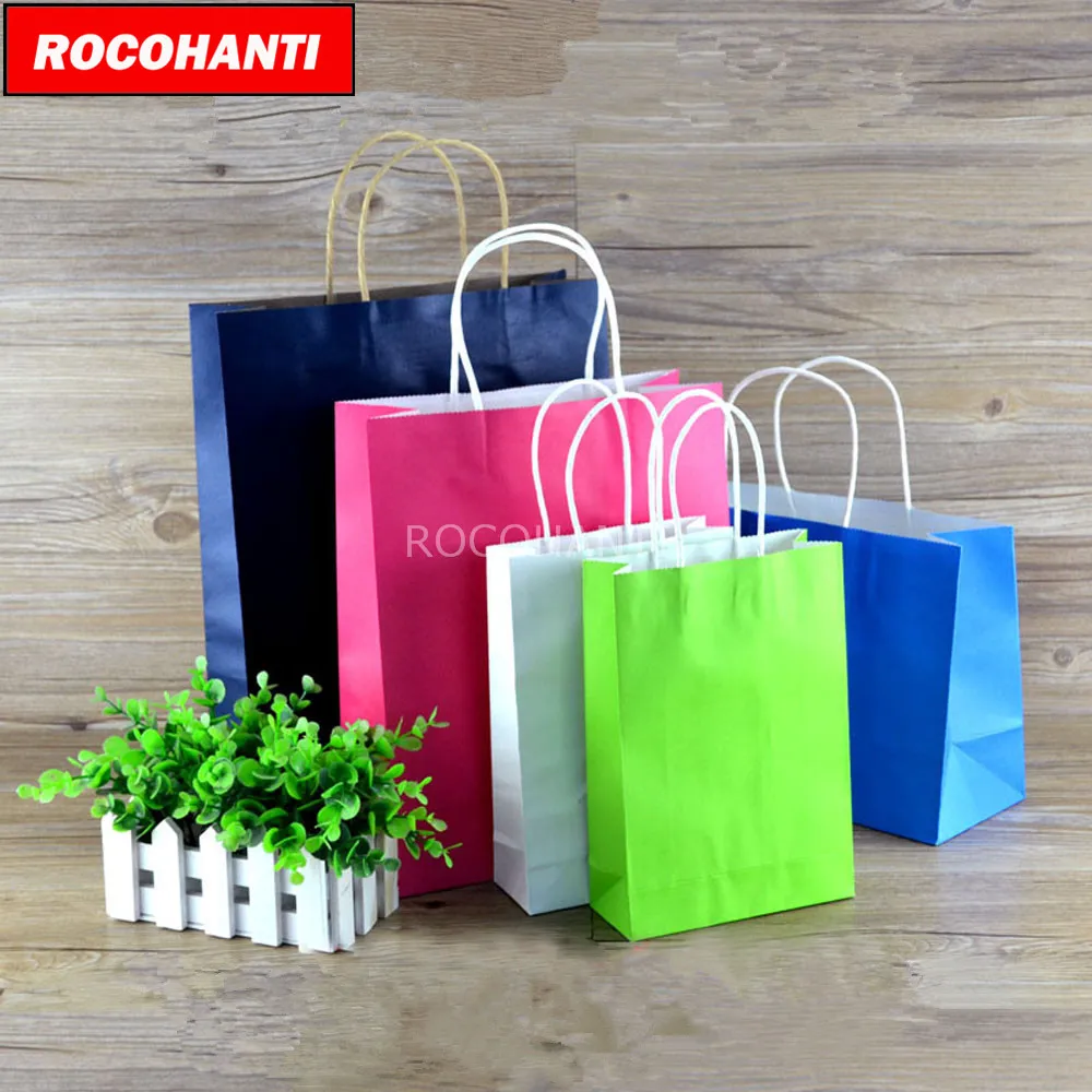 100х индивидуальный бумажный мешок для одежды Подарочный пакет из крафт бумаги