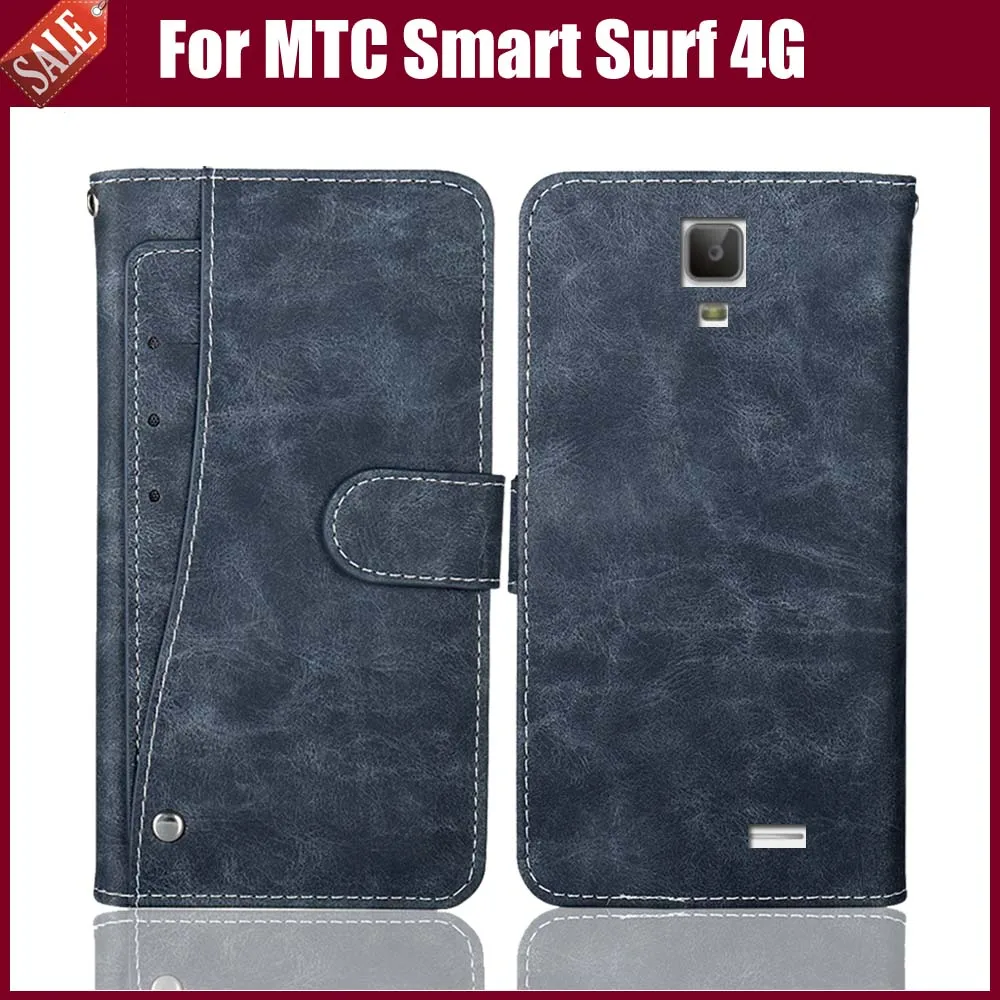 Новый дизайн! Роскошный кожаный чехол книжка MTC Smart Surf 4G защитный для телефона с