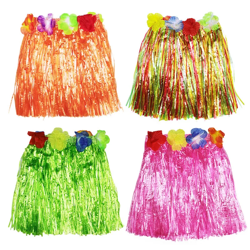 30cm-80cm Plastic Fibers Women Dance Grass Skirts Hula Skirt Hawaiian costumes Children Stage Dress Up Festive Party Supplies