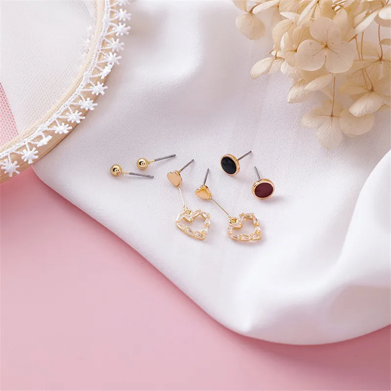 3 пар/компл. модные крошечные сердца и буквы серьги гвоздики &quotЗвёзды&quot для
