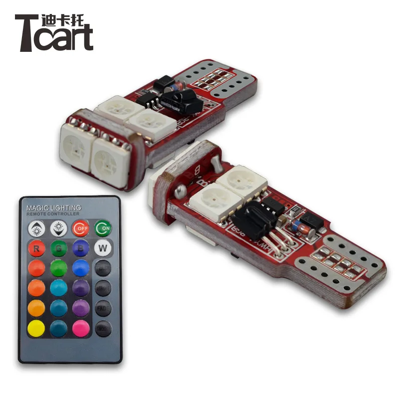 Универсальная Светодиодная лампа Tcart T10 194 W5W RGB для внутреннего освесветильник с