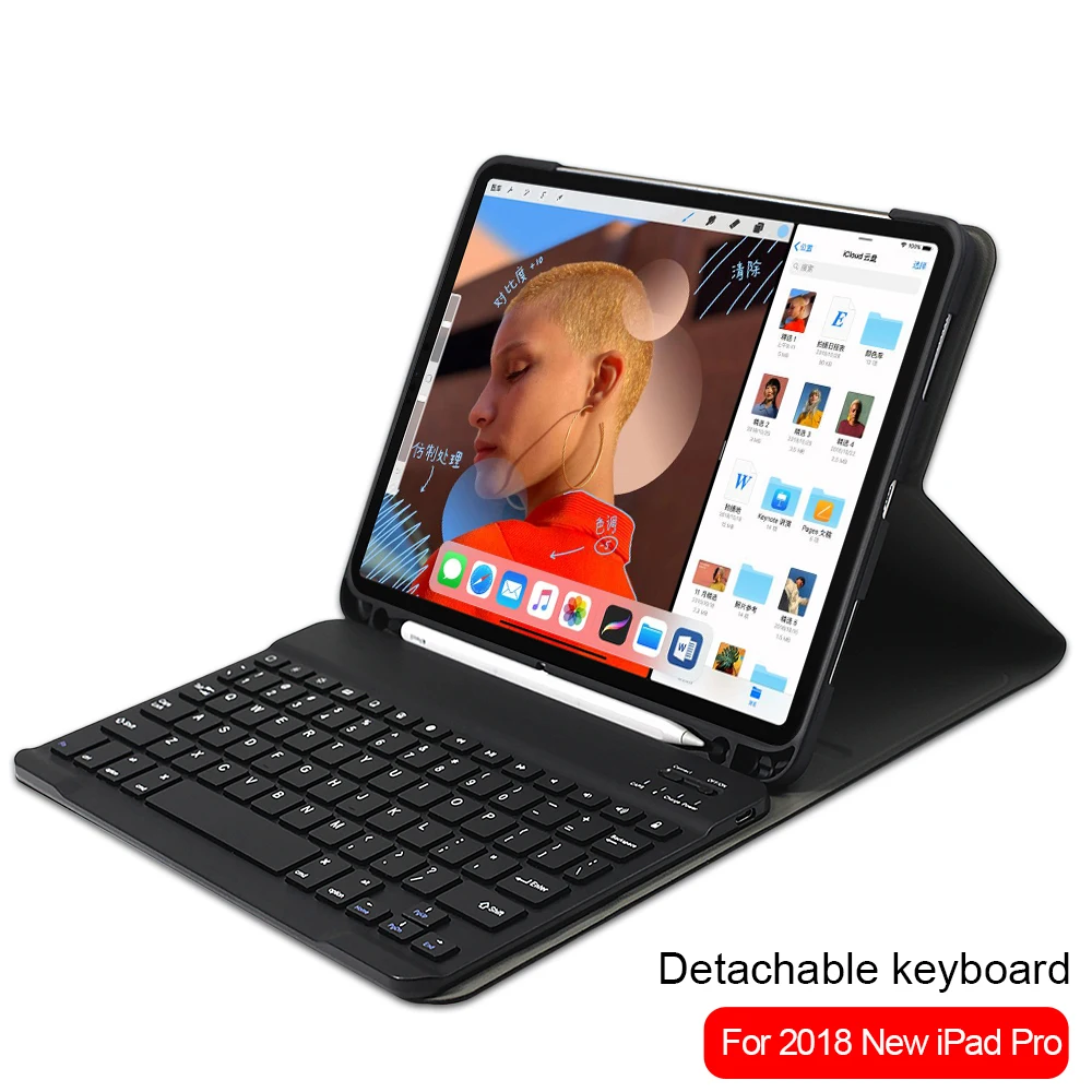 Для iPad 11/10.5/9.7 2018/Air 3 2019 чехол с клавиатурой Съемный карандаш держатель