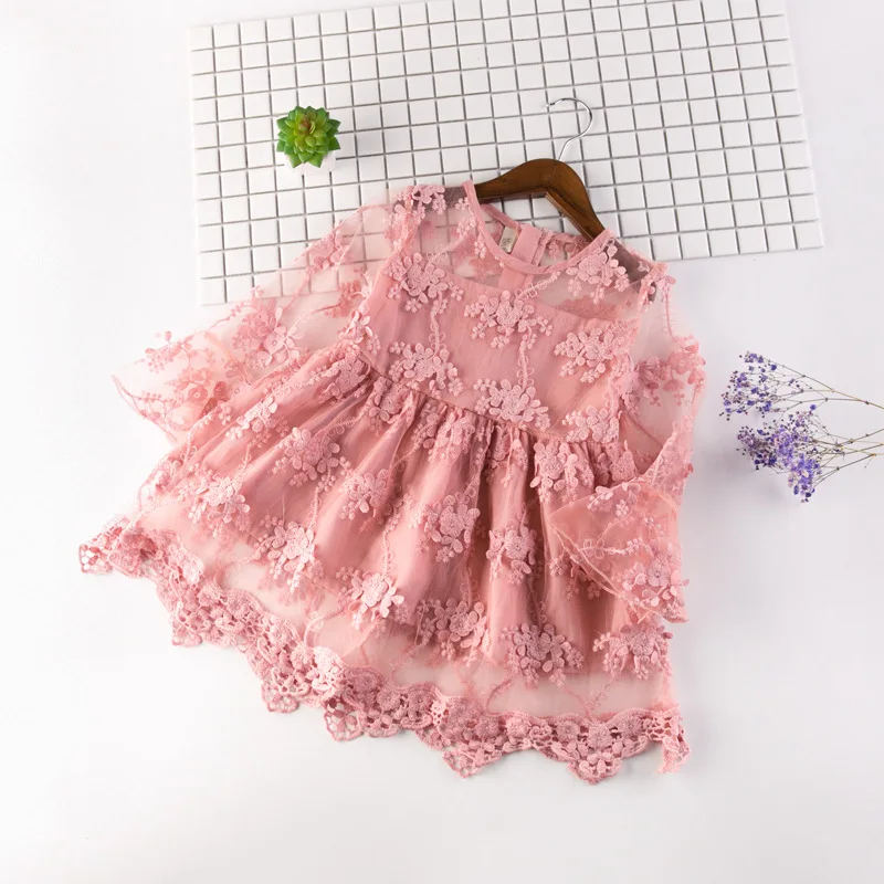 Summer Girl Clothes Kids Flare Sleeve Dresses For Girls Lace Flower Dress Baby Party Wedding Children Princess | Детская одежда и