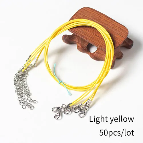 Light yellow 50pcs 50 шт 1,5 мм 1" ожерелье шнур с застежкой оптом для ожерелье браслет Изготовление ювелирных изделий - Цвет: Light yellow 50pcs