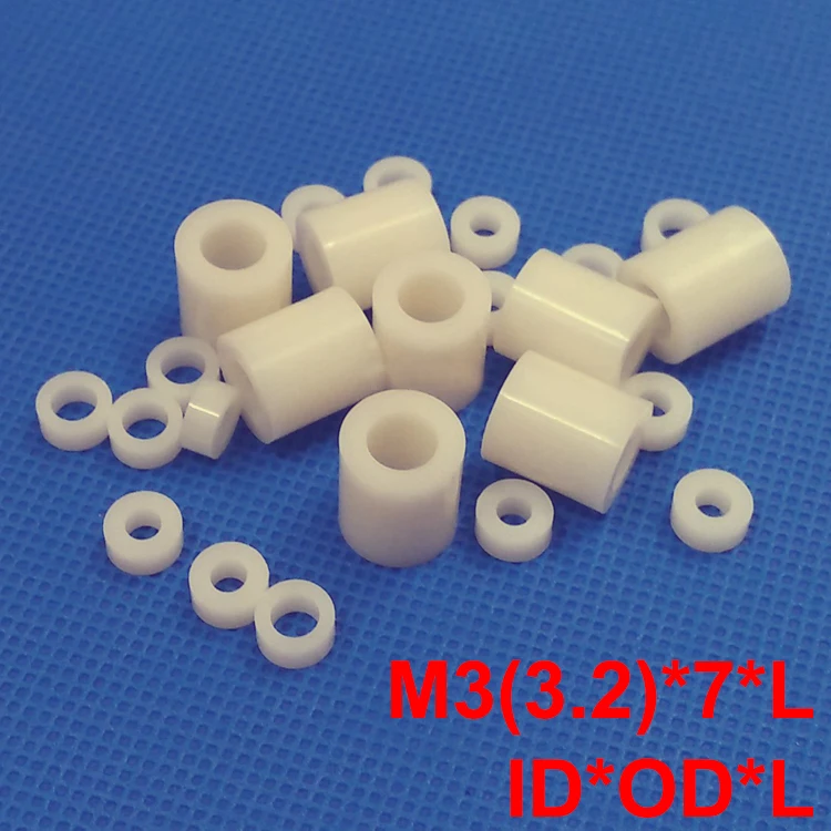 

1000pcs M3 3.2*7*5 3.2x7x5 3.2*7*6 3.2x7x6 3.2*7*7 3.2x7x7 ID*OD*L White ABS Plastic Round Column Shim Washer Standoff Spacer