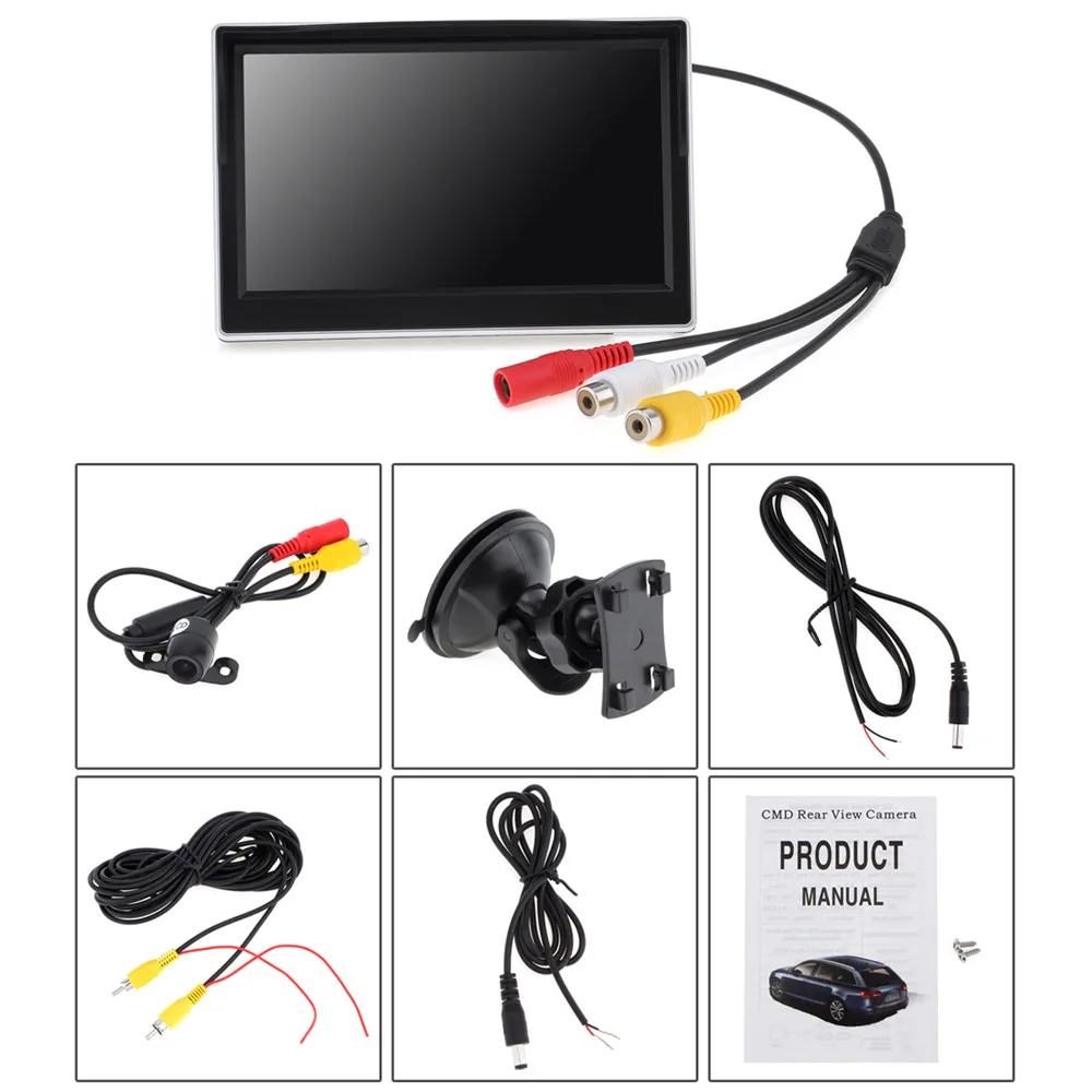 5 дюймовый цифровой TFT LCD Автомобильный монитор 800*480 16:9 экран 2 полосный видео вход