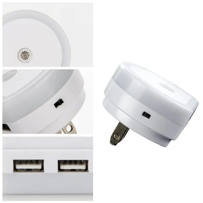 Светодиодный ночной мини-светильник с двумя USB-портами и зарядным устройством |