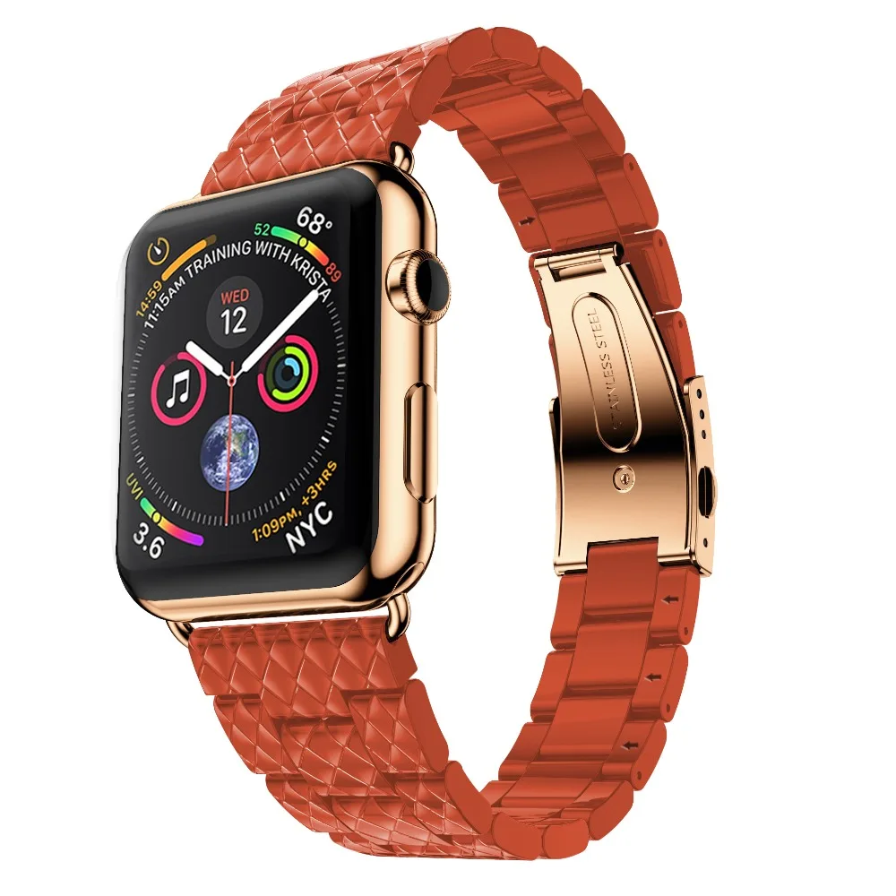 Роскошный ремешок для Apple watch 4 44 мм 40 мм iwatch 42 мм 38 мм браслет из нержавеющей стали ремешок для Apple watch 3 2 1 42/38 мм
