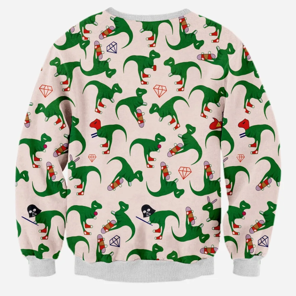 Объёмный рисунок (3D принт) Толстовка мультфильм с принтом динозавра для мужчины и