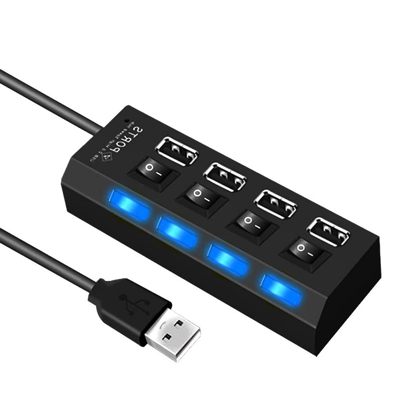USB 2 0 концентратор Мульти порт скорость 480 Мбит/с хаб 4 порта с вкл/выкл.