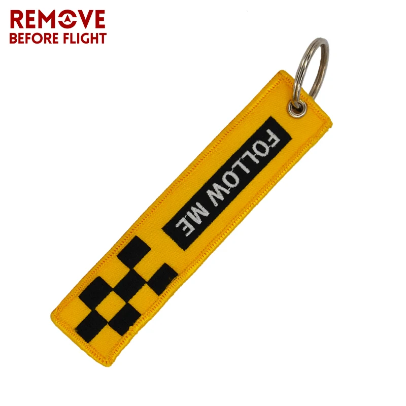 100 PCS Fashion Jewelry OEM Key Ring Keychain Llaveros Safety Label Embroidery Customize Key Rings Chain for Aviation Gifts