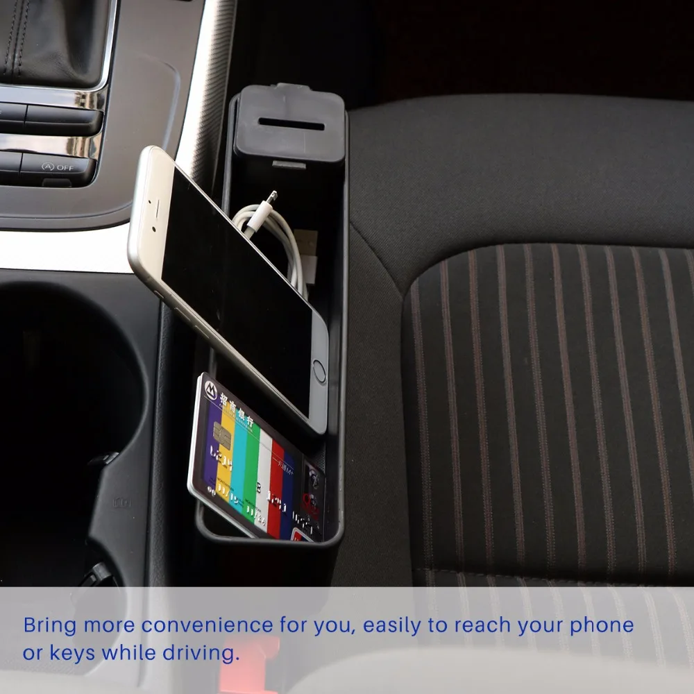 Vingtank Car Console Side Pocket Seat Crevice Storage Box Auto Gap Organizer with Coin for Phone Card Cigarettes | Автомобили и