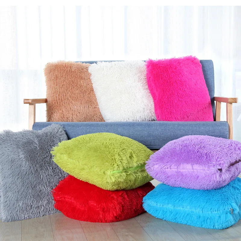 Сверхмягкий длинный Пушистый Чехол на подушку из искусственного меха coussin de salon