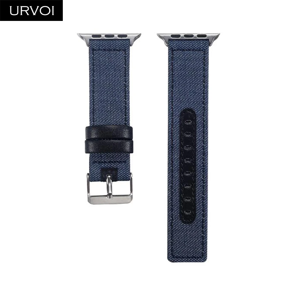 URVOI холщовый ремешок для apple watch series 4 3 2 1 ремешок для iwatch холст с классической пряжкой кожа сзади 40 44 мм - Цвет ремешка: Style 11